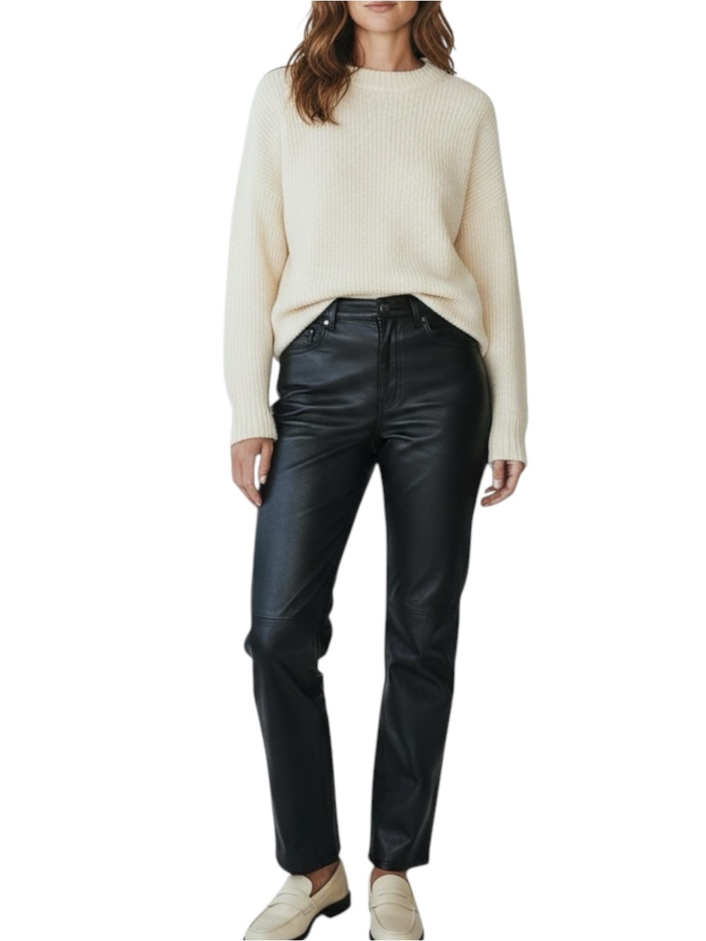 WILSON LEATHER “Maxima” Black Leather Straight Leg Pants Size 10 -- GORGEOUS!!!